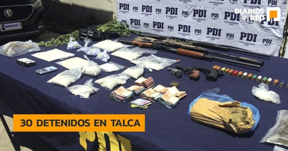 GOLPE AL TRÁFICO DE DROGAS: 30 DETENIDOS TRAS MASIVO ALLANAMIENTO EN EL NORTE DE TALCA